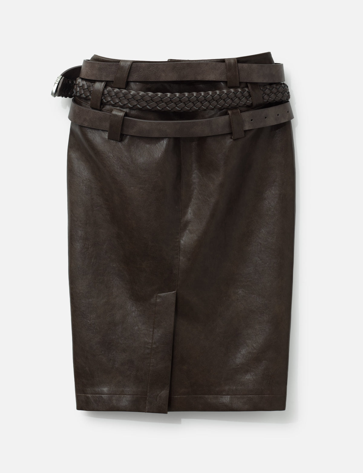 Markgong マークゴン 【本物保証】 ベルト ストリート系 レディース BROWN FAUX LEATHER PENCIL SKIRT WITH DETACHABLE BELTS