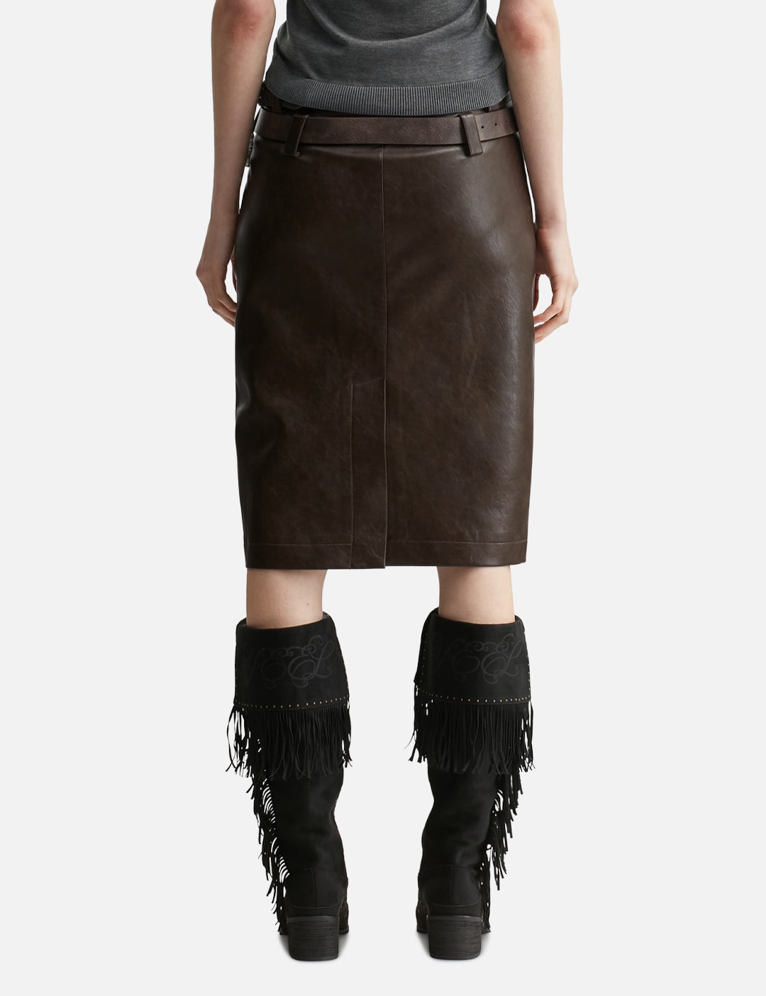Markgong マークゴン 【本物保証】 ベルト ストリート系 レディース BROWN FAUX LEATHER PENCIL SKIRT WITH DETACHABLE BELTS