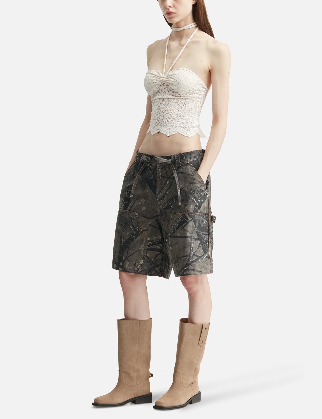 Markgong マークゴン 【本物保証】 Tシャツ ストリート系 レディース White Lace Halter Neck Top