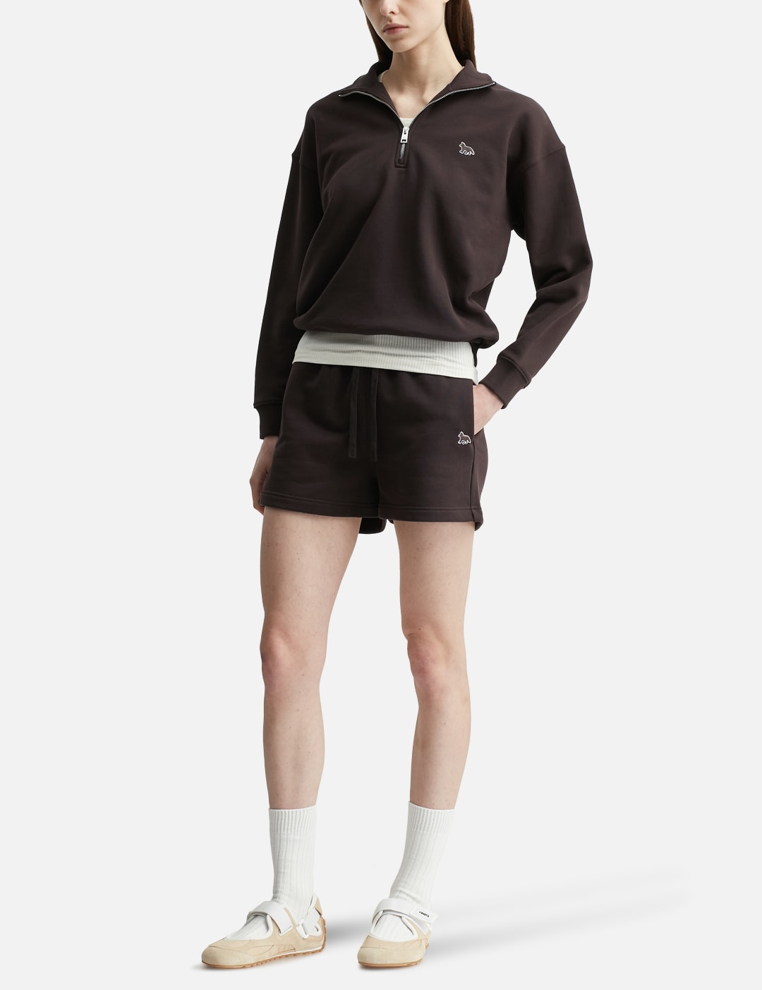 Maison Kitsune メゾン・キツネ 【本物保証】 Tシャツ ストリート系 レディース Baby Fox Half Zip Sweatshirt