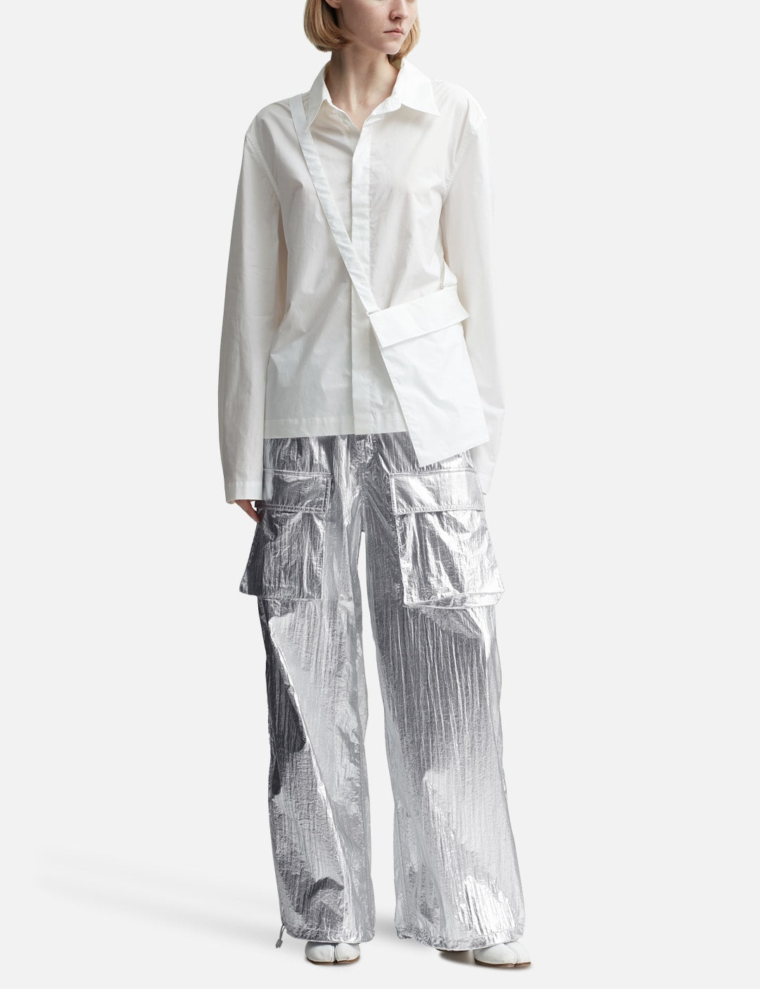 Mm6 Maison Margiela エムエムシックス　メゾン・マルジェラ 【本物保証】 パンツ ストリート系 レディース Silver Tyvek Wide-Leg Trousers