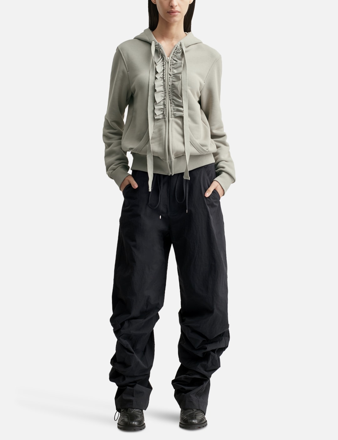 Nache ナチェ 【本物保証】 パーカー ストリート系 レディース Ruffle Hoodie Zip-Up