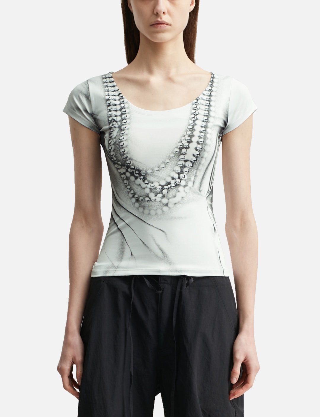 Nache ナチェ 【本物保証】 Tシャツ ストリート系 レディース Pearl Necklace Printed T-Shirt