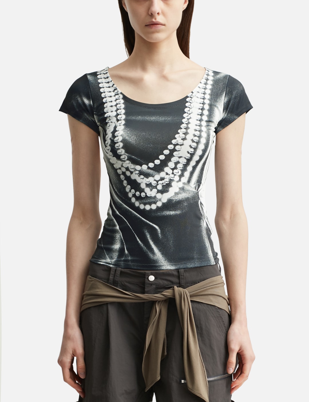 Nache ナチェ 【本物保証】 Tシャツ ストリート系 レディース Pearl Necklace Printed T-Shirt