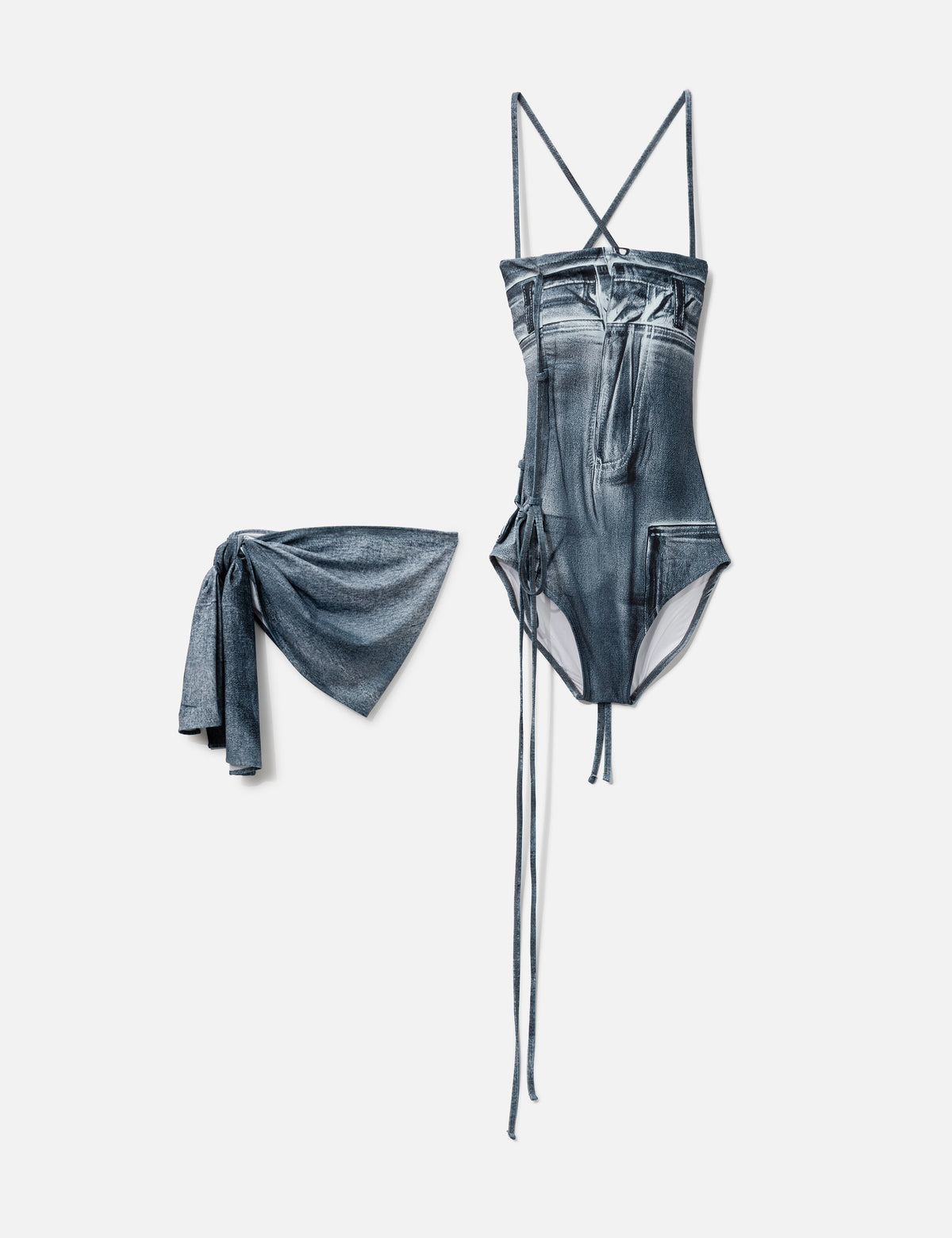 Nache ナチェ 【本物保証】 Tシャツ ストリート系 レディース DENIM PRINTED SWIMSUIT