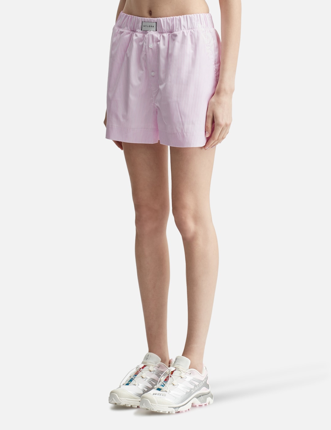 Nylora ナイローラ 【本物保証】 ショートパンツ ストリート系 レディース Paloma Shorts Pink & White Stripe