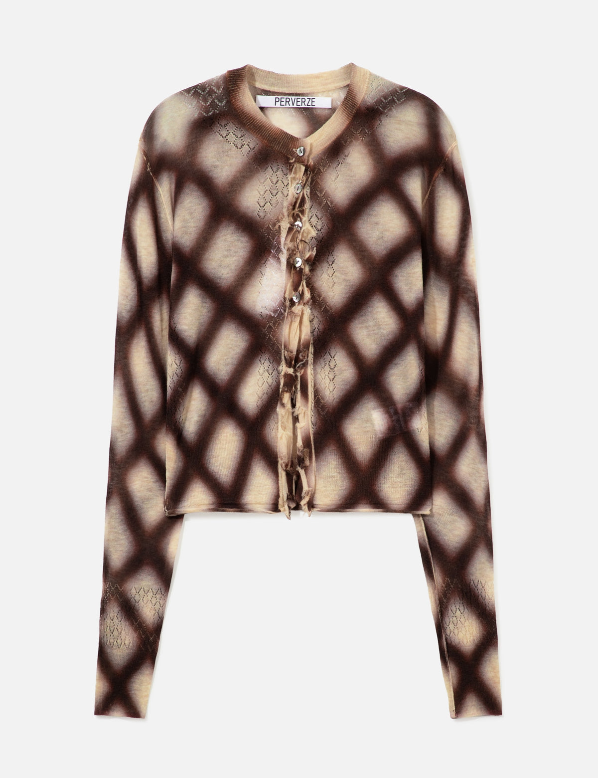 Perverze パーバーズ 【本物保証】 カーディガン ストリート系 レディース Spray-Painted Check Knit Cardigan