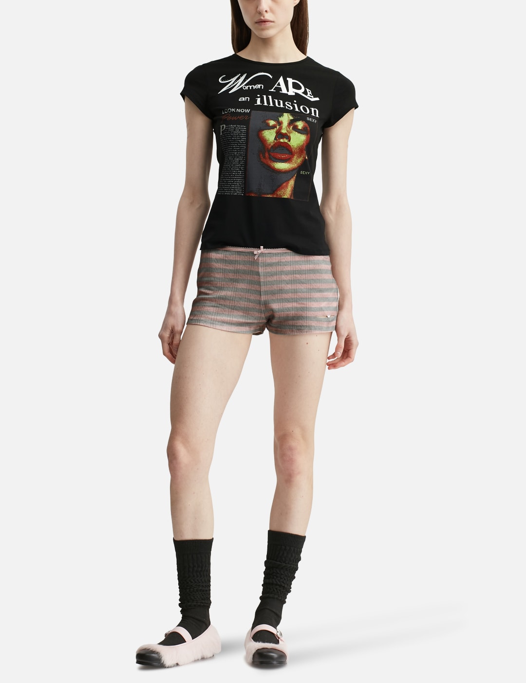 Praying 祈り 【本物保証】 ショートパンツ ストリート系 レディース Pink Dirty Stripe Short