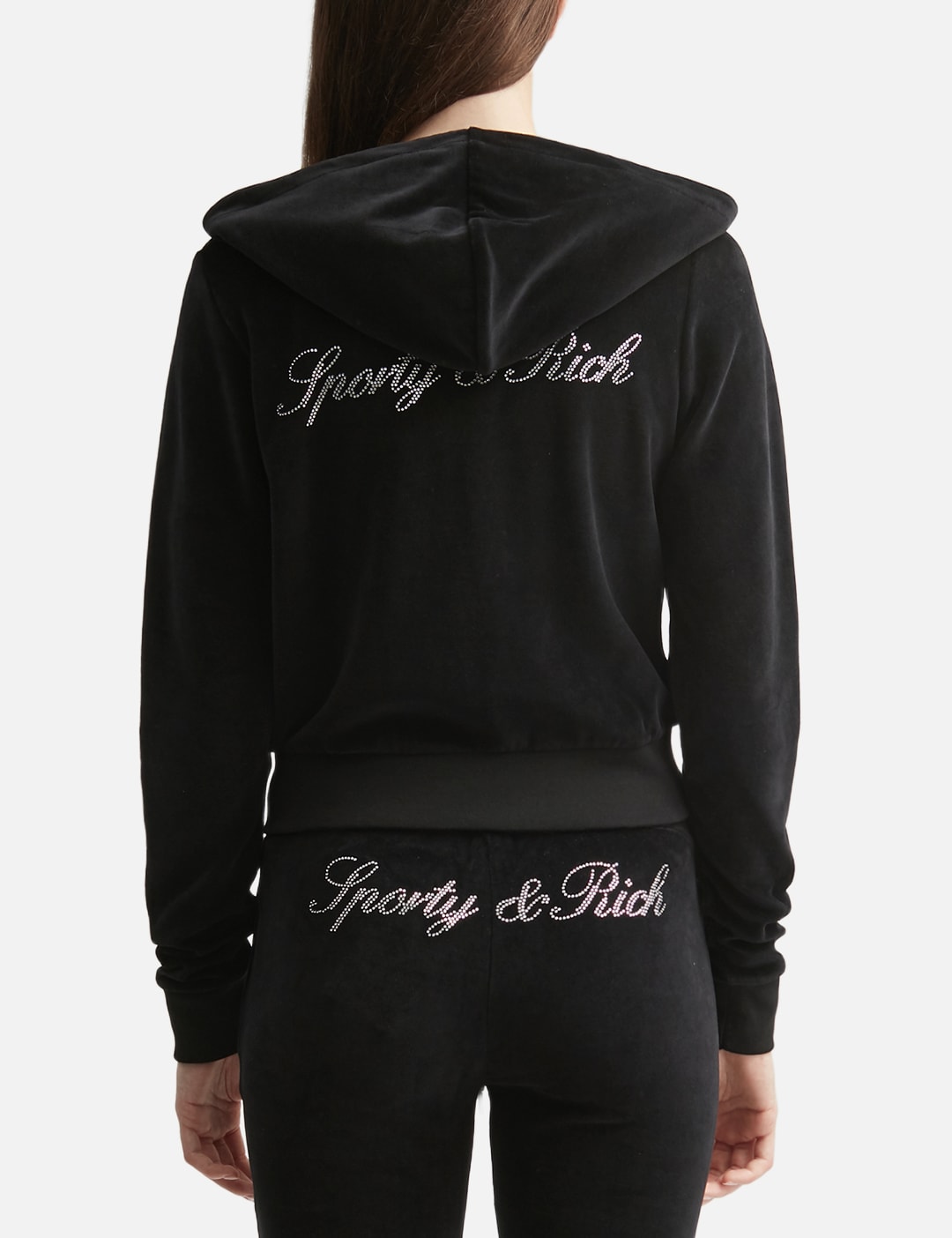 Sporty And Rich スポーティ＆リッチ【本物保証】 パーカー ストリート系 レディース Signature Logo Krystal Zip Hoodie