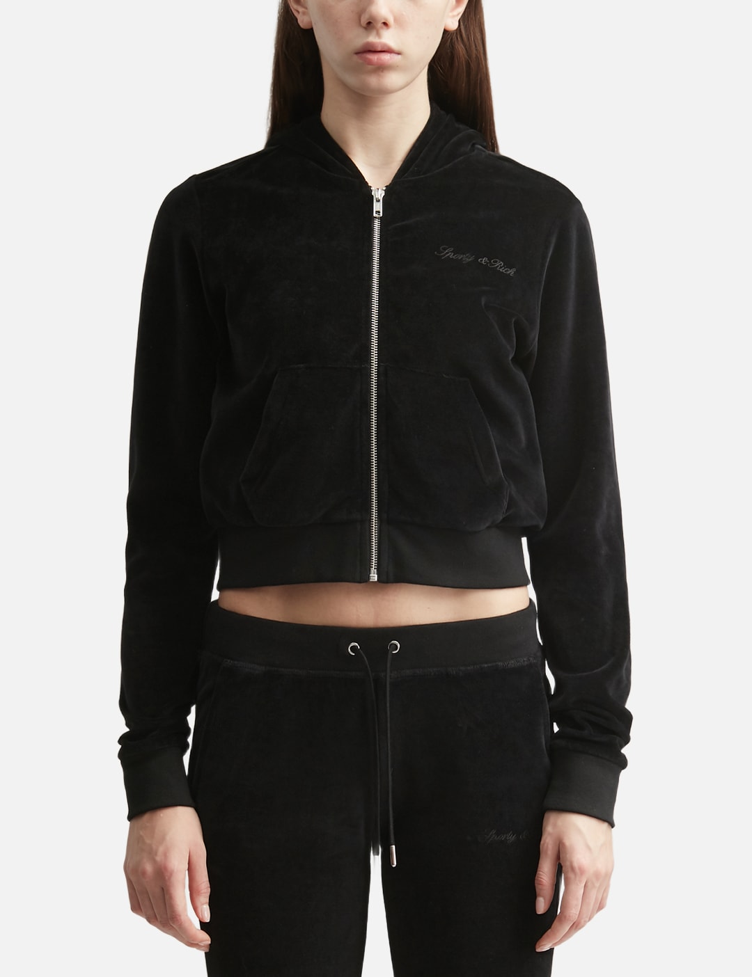 Sporty And Rich スポーティ＆リッチ【本物保証】 パーカー ストリート系 レディース Signature Logo Krystal Zip Hoodie