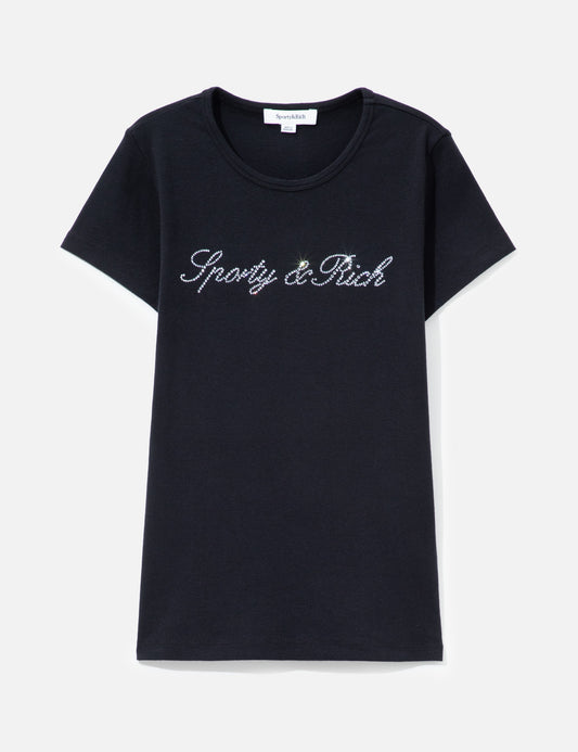Sporty And Rich スポーティ＆リッチ【本物保証】 Tシャツ ストリート系 レディース Signature Logo Krystal Tee