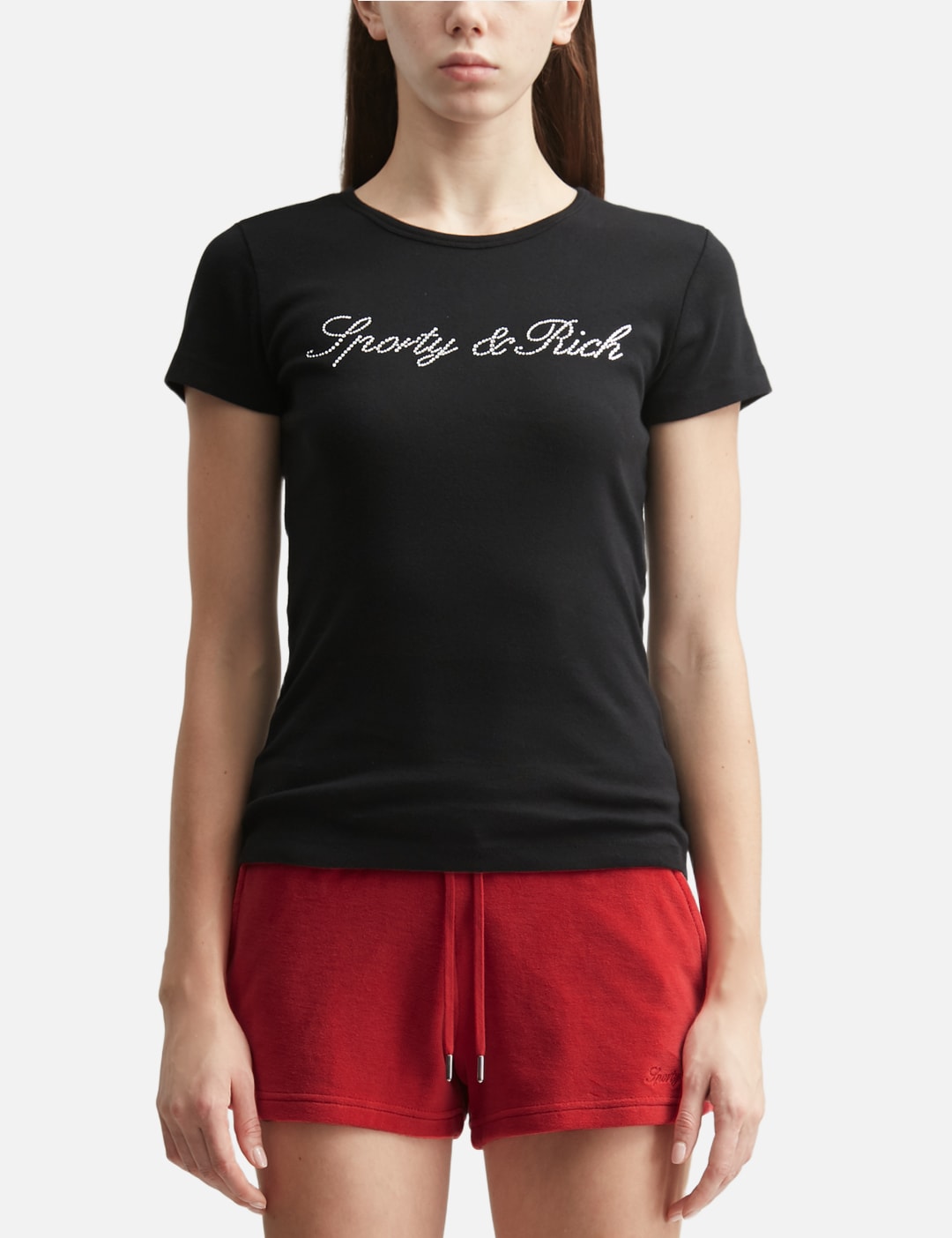Sporty And Rich スポーティ＆リッチ【本物保証】 Tシャツ ストリート系 レディース Signature Logo Krystal Tee
