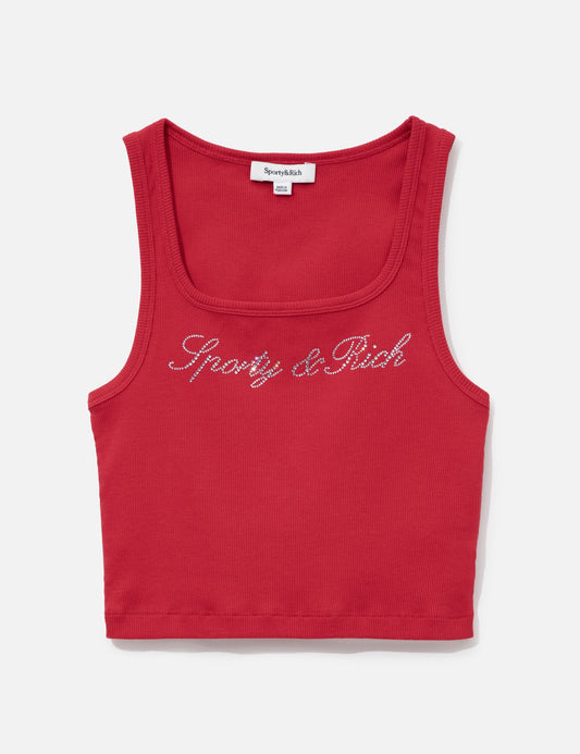 Sporty And Rich スポーティ＆リッチ 【本物保証】 Tシャツ ストリート系 レディース Signature Logo Krystal Tank