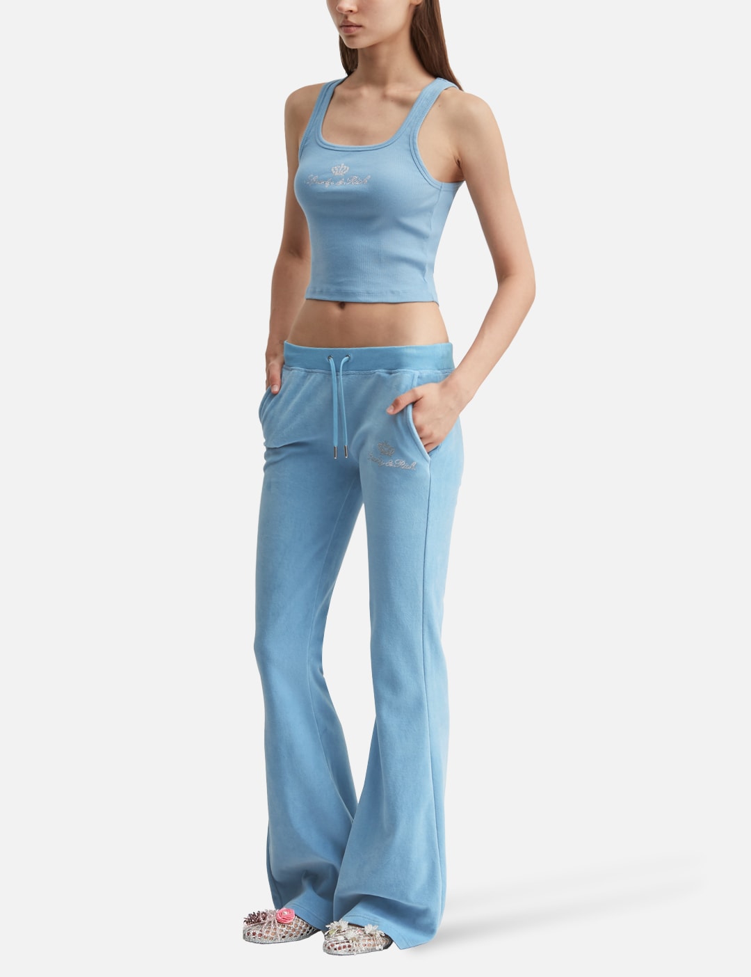 Sporty And Rich スポーティ＆リッチ 【本物保証】 Tシャツ ストリート系 レディース Sporty & Rich X Juicy Couture Crown Ribbed Tank