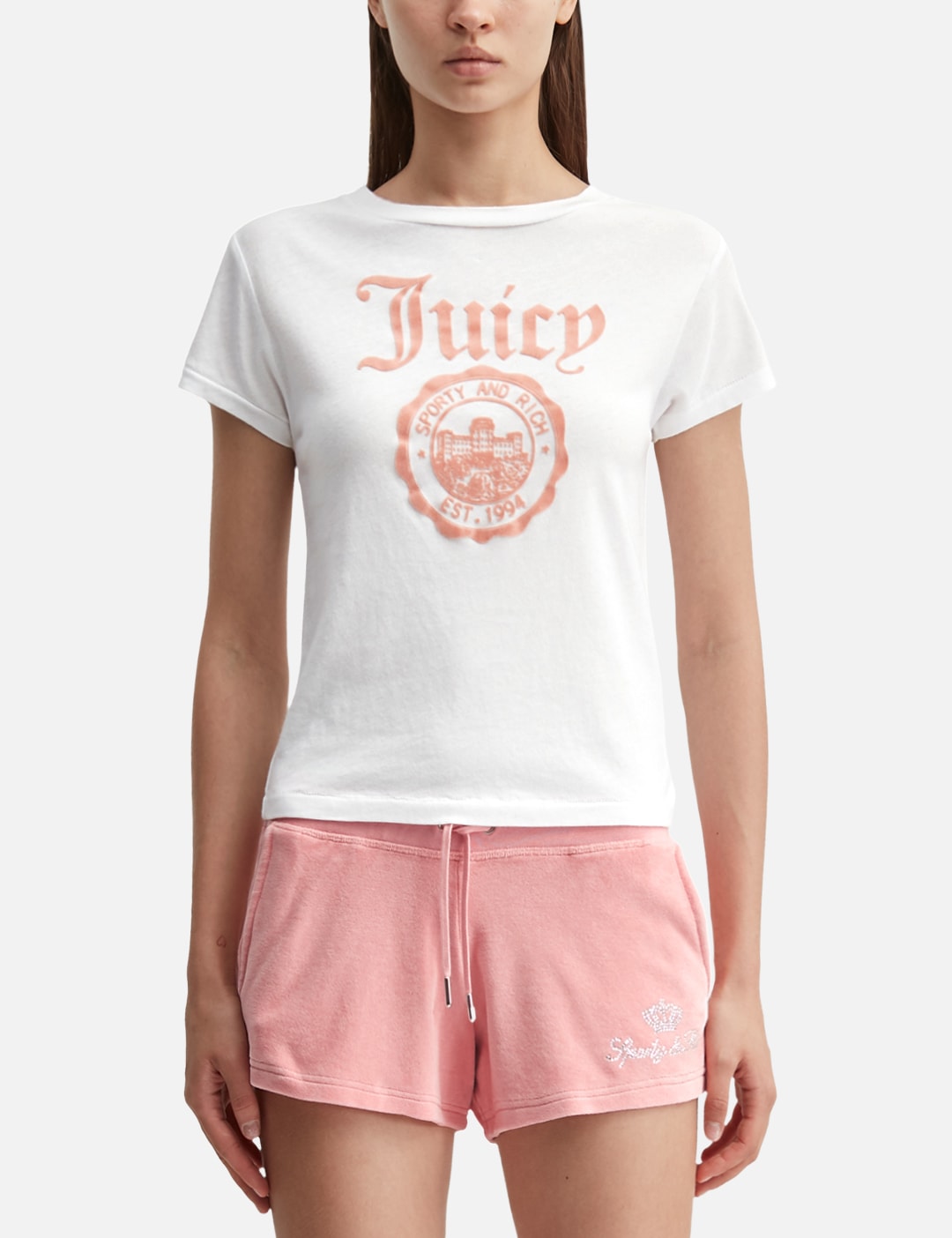 Sporty And Rich スポーティ＆リッチ 【本物保証】 Tシャツ ストリート系 レディース Sporty & Rich X Juicy Couture Juicy Emblem Essentials T-Shirt