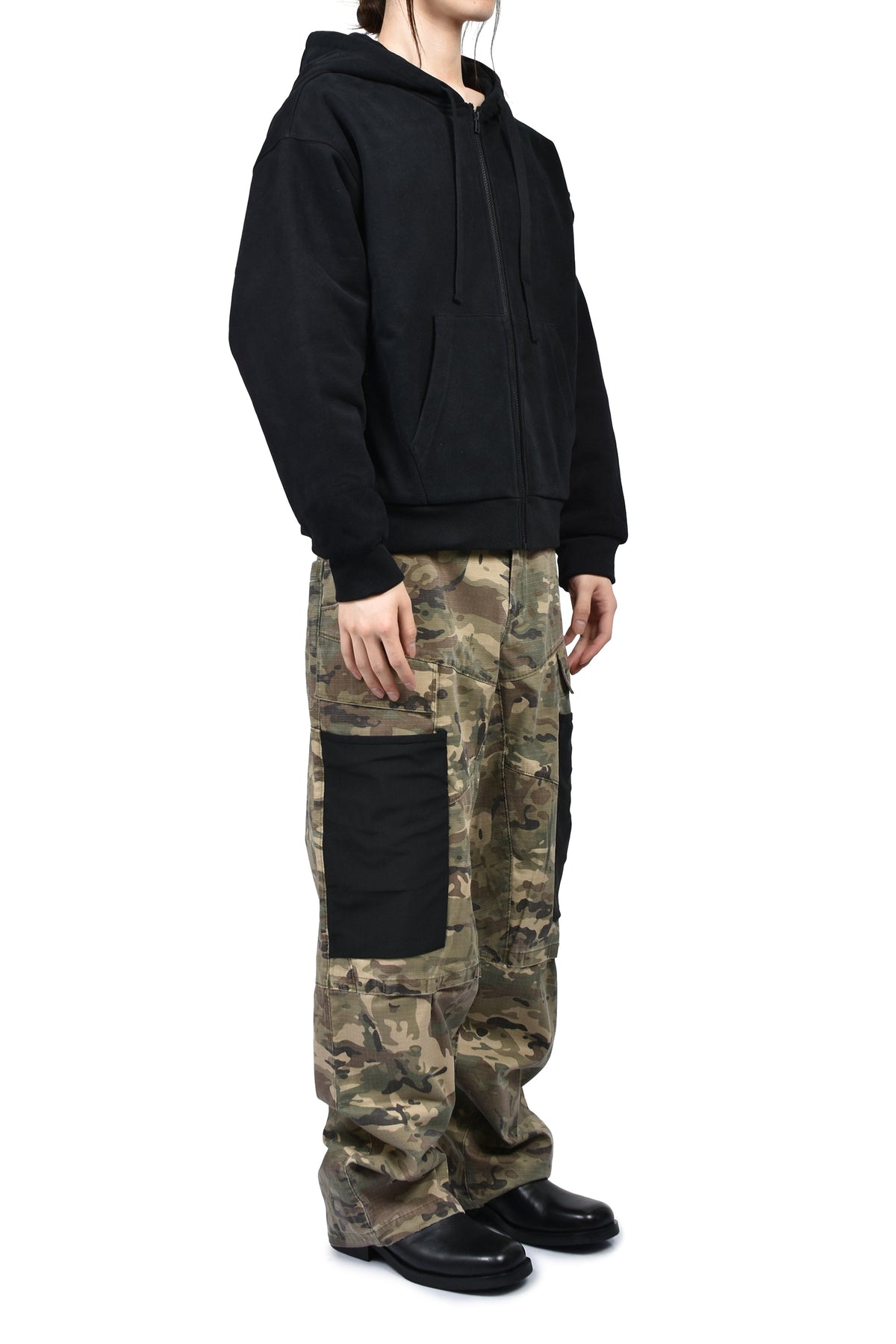 Matthew M. Williams マシュー・M・ウィリアムズ【本物保証】 パーカー、ストリートスタイル、メンズ DOUBLE LAYER ZIP UP HOODIE / BLK