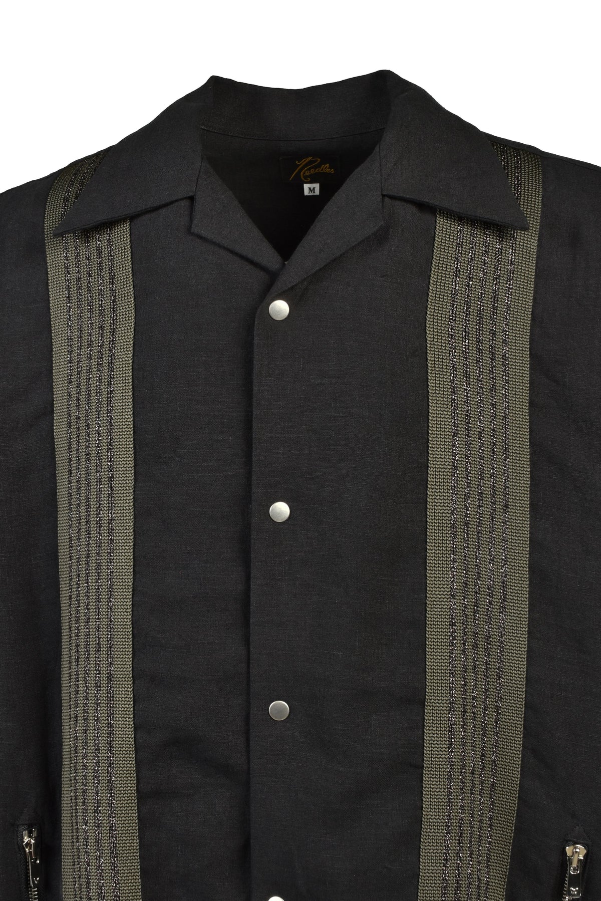 Needles ニードルス 【本物保証】 シャツ ストリート系 メンズ TRACK L/S OPEN COLLAR SHIRT - COTTON LINEN ( 20TH EXCLUSIVE) / BLK