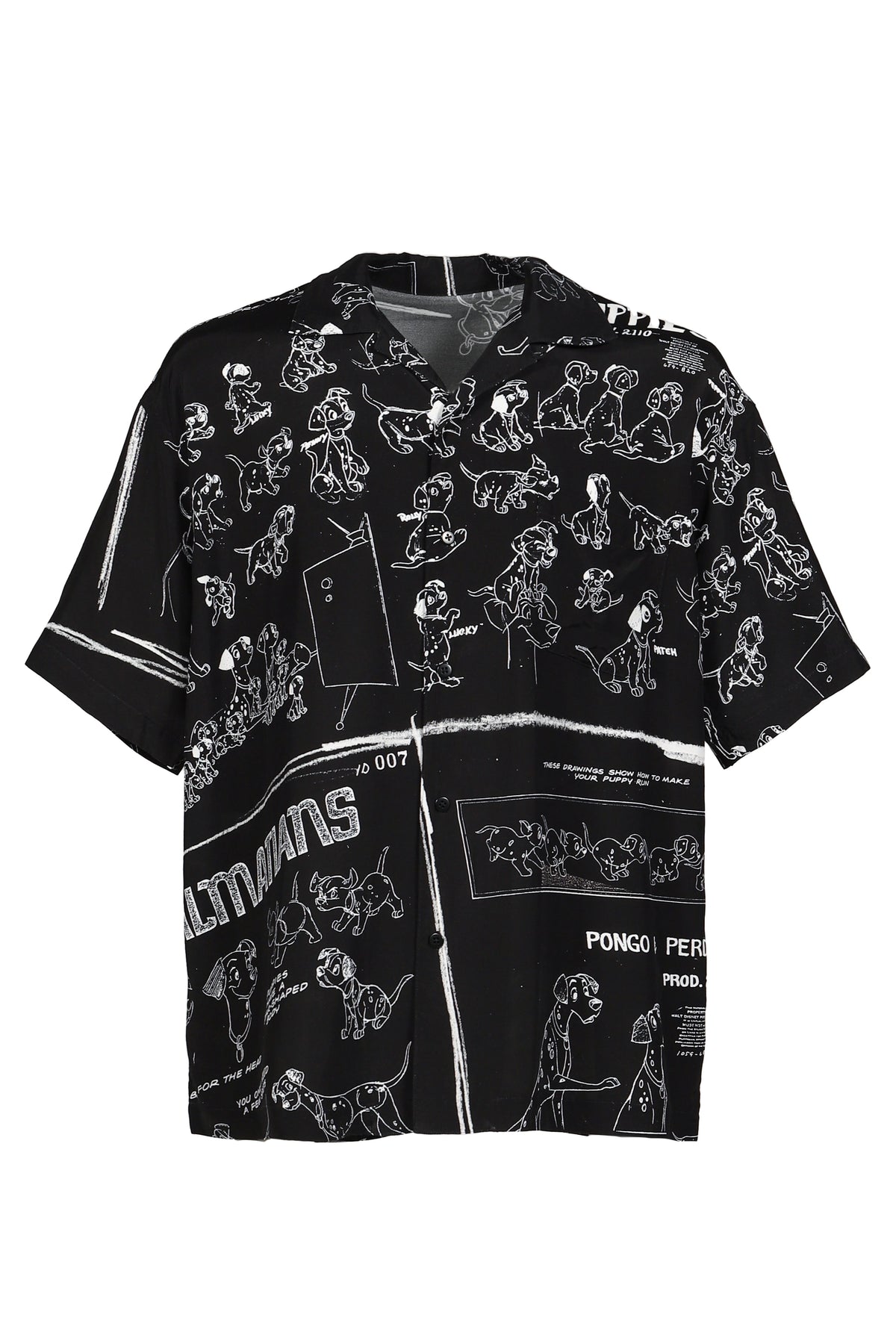 PORTER CLASSIC 【本物保証】 シャツ ストリート系 メンズ DISNEY MS / PC ALOHA COLLECTION ALOHA SHIRT / 101 DALMATIANS / BLK