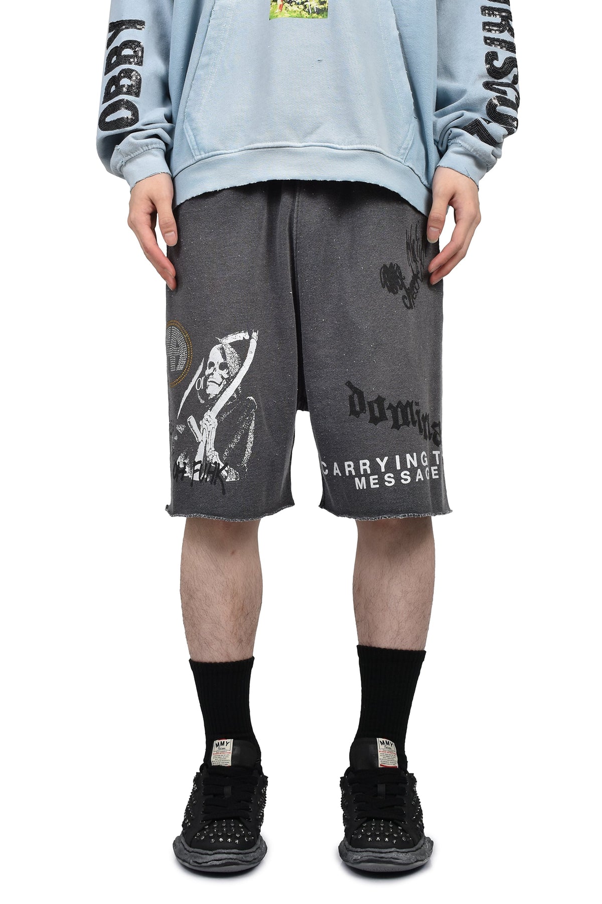 Paly Hollywood  ペイリーハリウッド【本物保証】 スウェットショーツ、ストリートスタイル、メンズ CARRY THE MESSAGE SWEAT SHORT / BLK