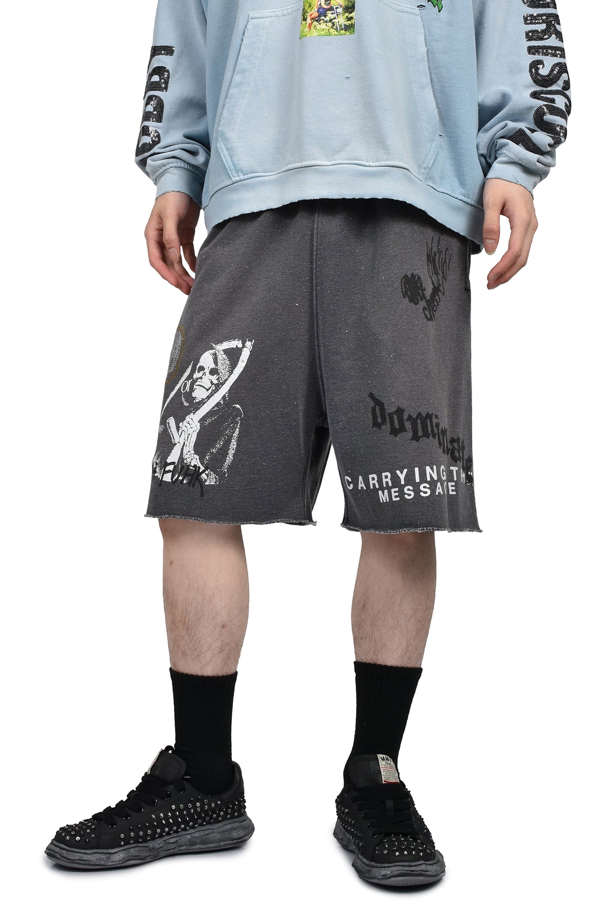 Paly Hollywood  ペイリーハリウッド【本物保証】 スウェットショーツ、ストリートスタイル、メンズ CARRY THE MESSAGE SWEAT SHORT / BLK