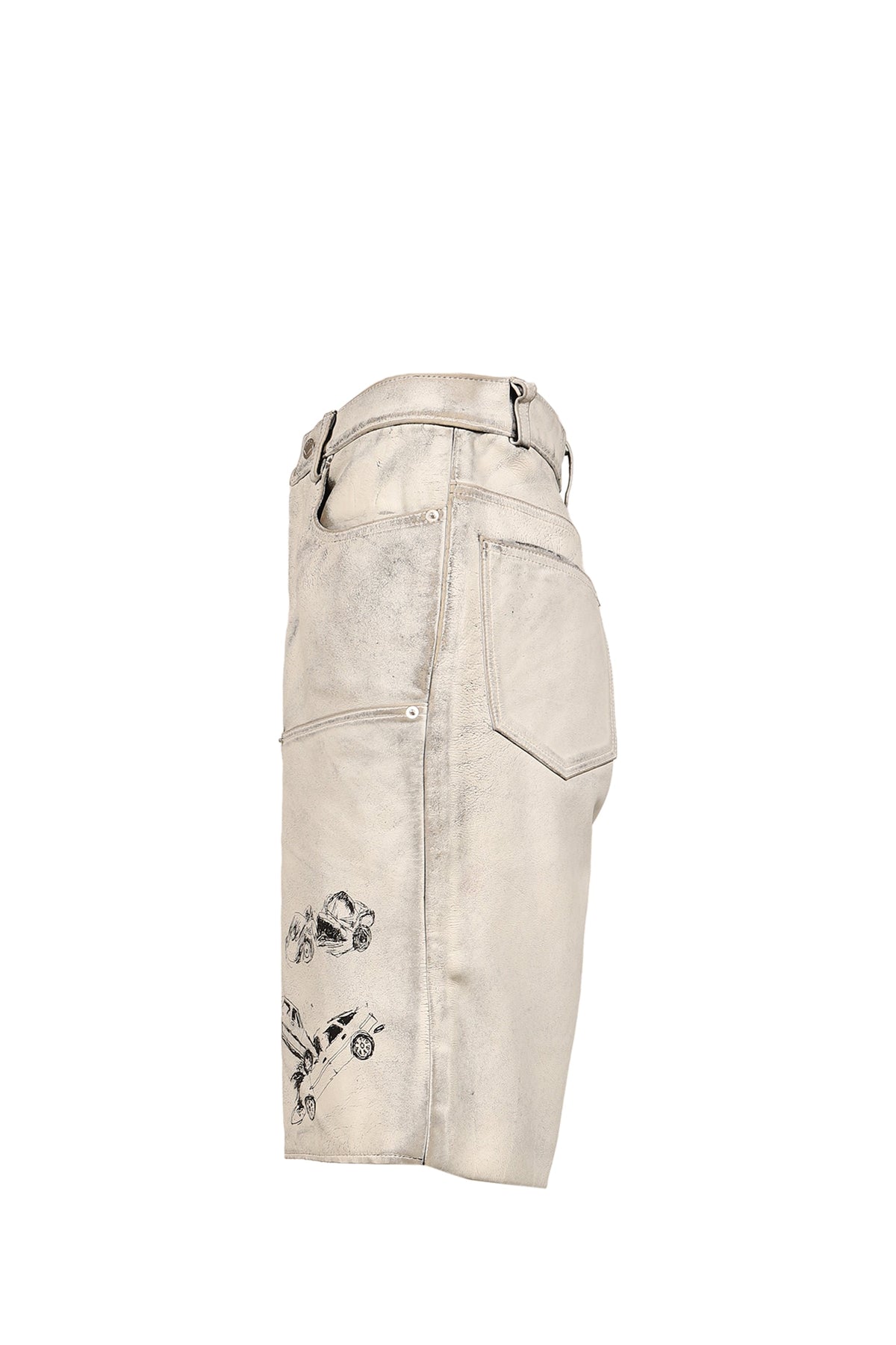 Paly Hollywood パリーハリウッド 【本物保証】 パンツ ストリート系 メンズ HOLY MOUNTAIN PAINTED LEATHER DBL KNEE SHORT / WHT