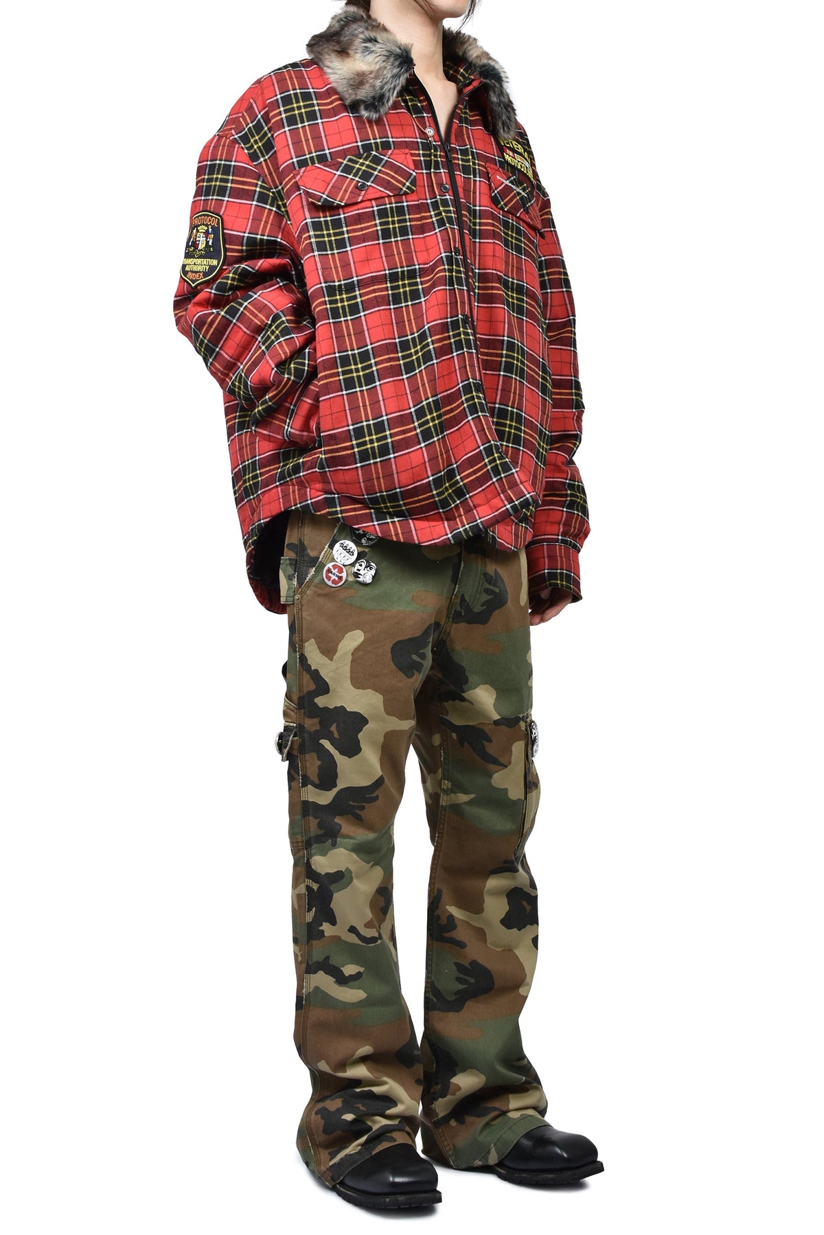 Protocol Index プロトコル一覧 【本物保証】 シャツ ストリート系 メンズ FUR FLANNEL SHIRTS JACKET / RED
