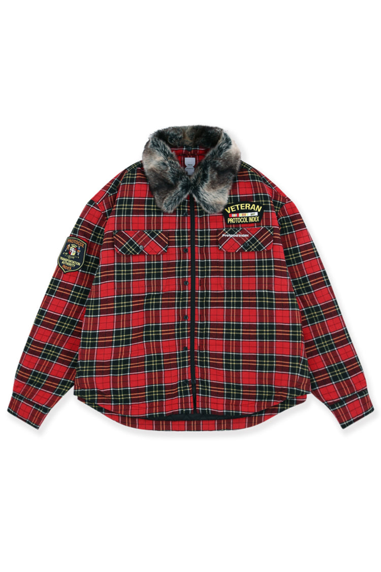 Protocol Index プロトコル一覧 【本物保証】 シャツ ストリート系 メンズ FUR FLANNEL SHIRTS JACKET / RED