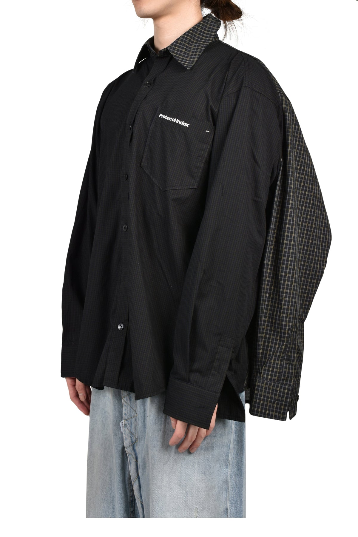 Protocol Index プロトコル一覧 【本物保証】 シャツ ストリート系 メンズ FOUR HANDS CHECK SHIRTS / BLK