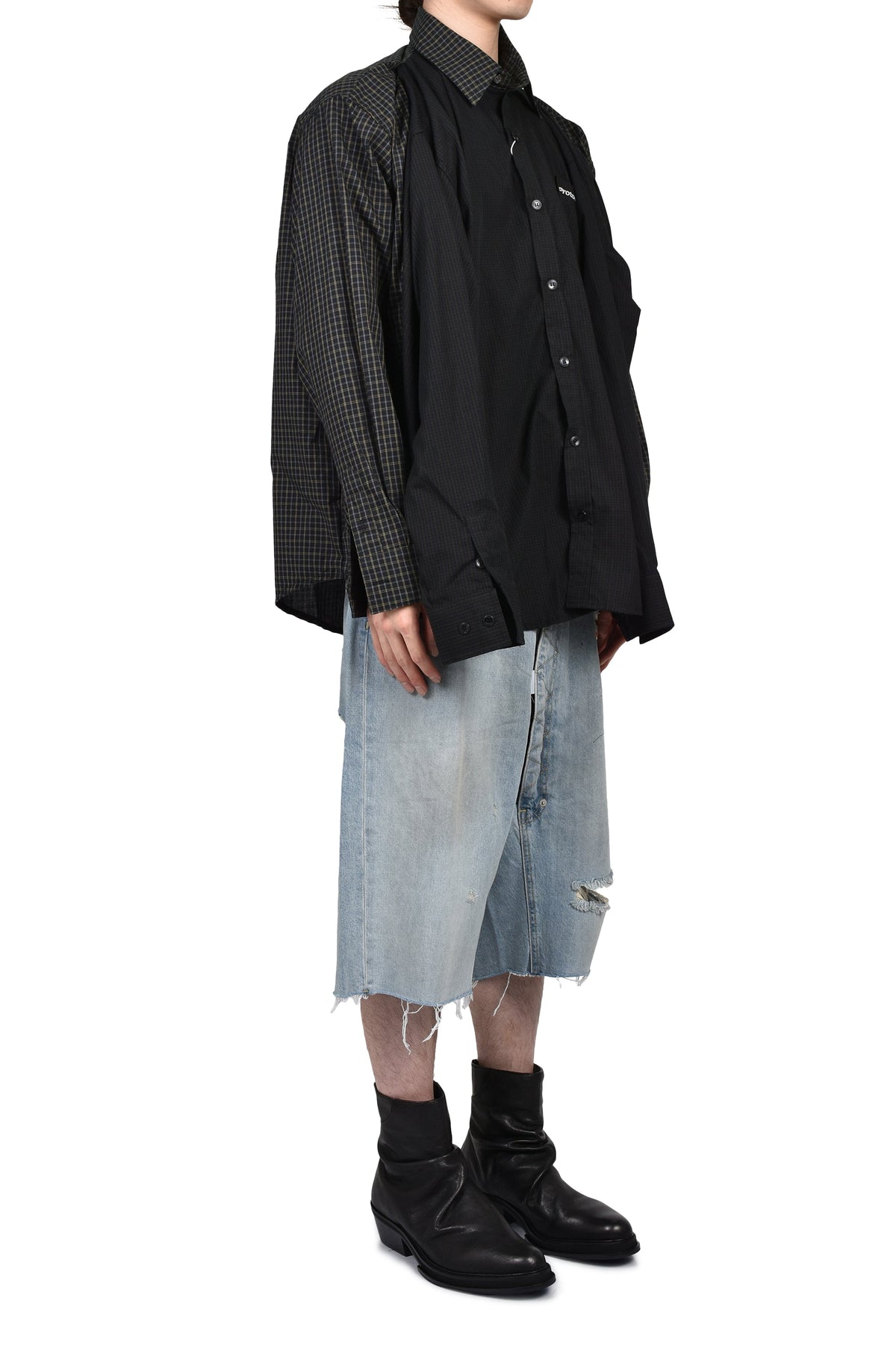 Protocol Index プロトコル一覧 【本物保証】 シャツ ストリート系 メンズ FOUR HANDS CHECK SHIRTS / BLK