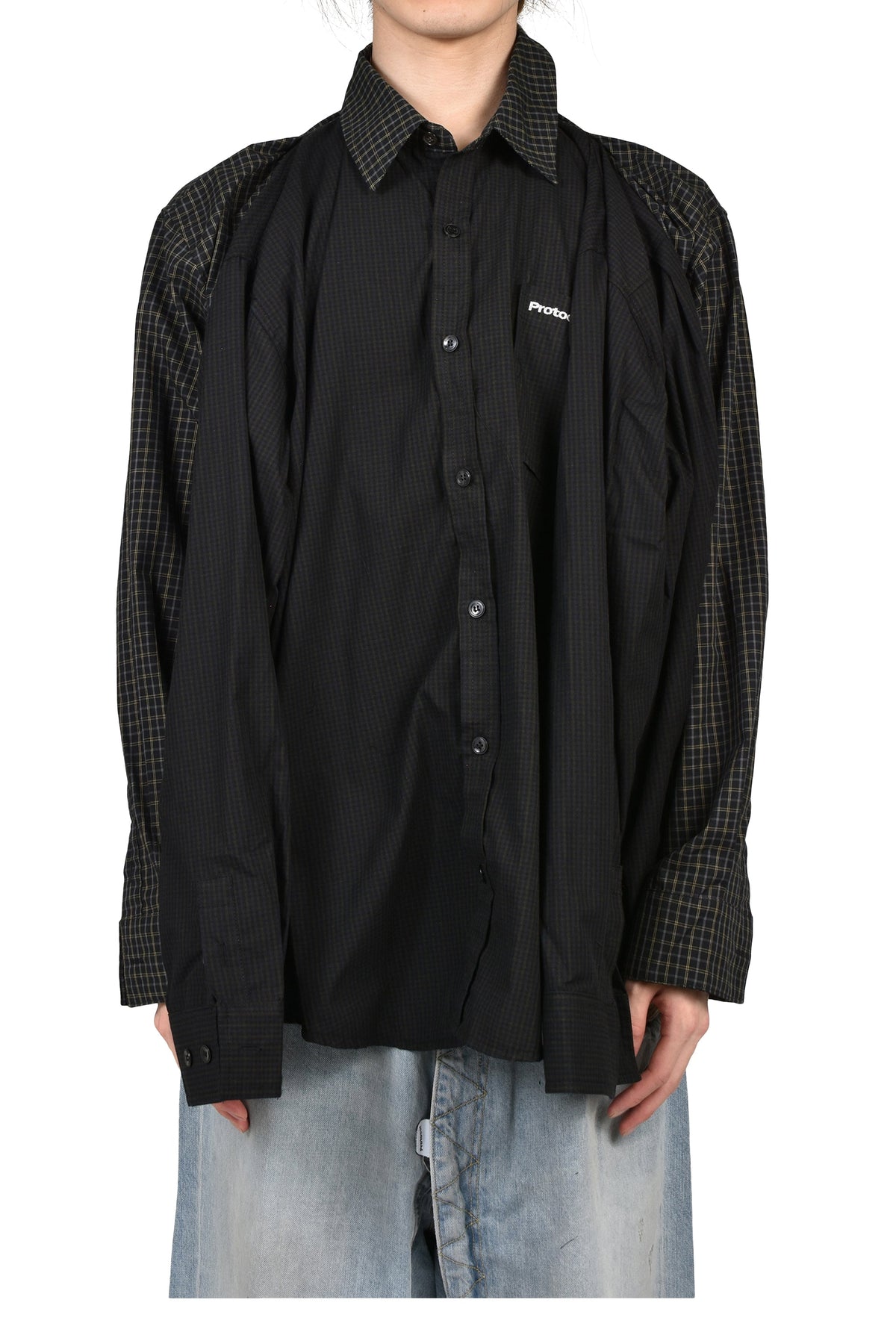 Protocol Index プロトコル一覧 【本物保証】 シャツ ストリート系 メンズ FOUR HANDS CHECK SHIRTS / BLK