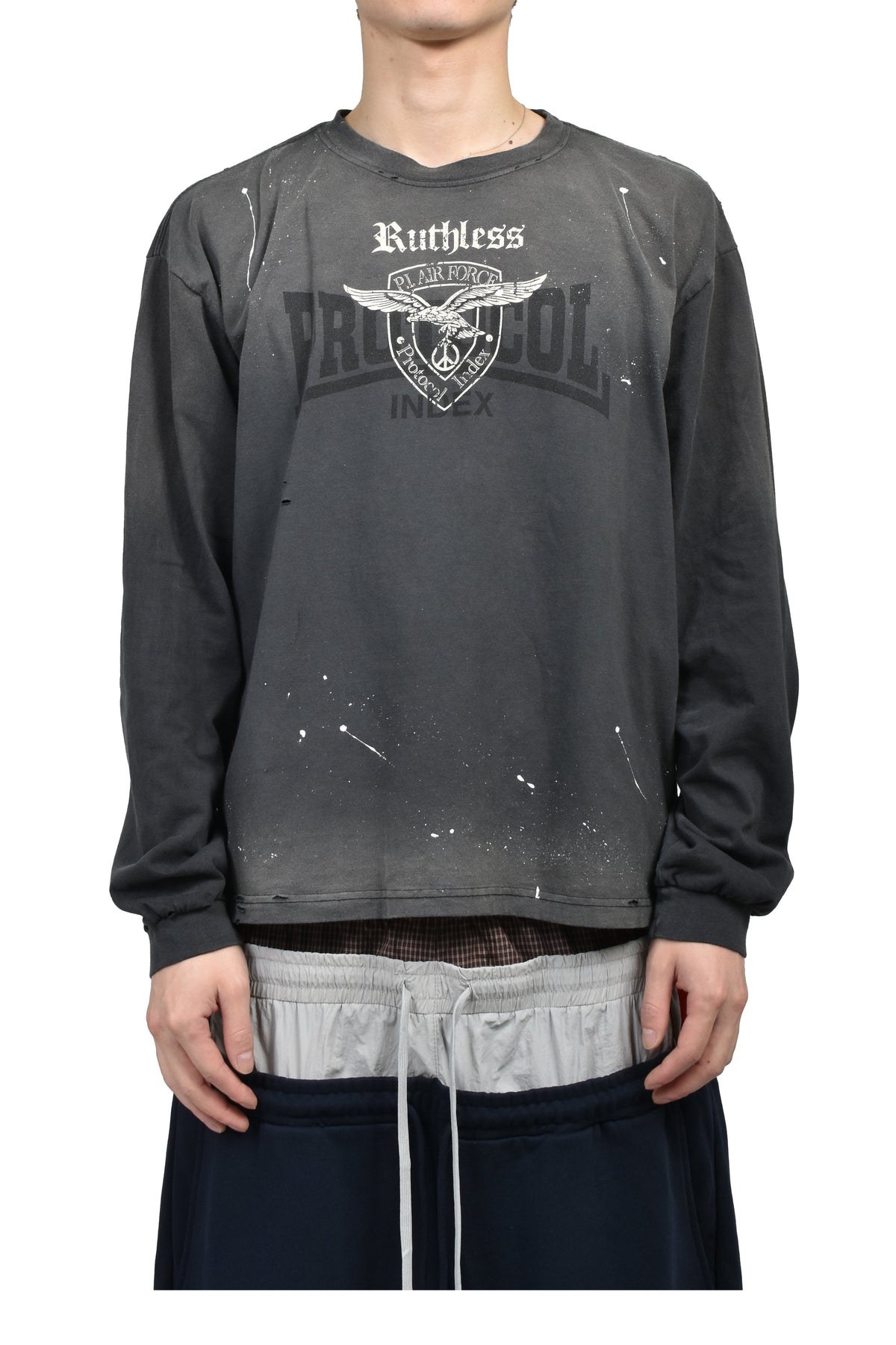 Protocol Index プロトコル一覧 【本物保証】 Tシャツ ストリート系 メンズ VINTAGE OVERDYED LONGSLEEVE (EXCLUSIVE) / BLK