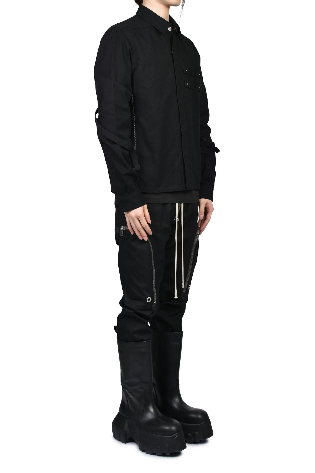 Rick Owens アンファン リッシュ デプリメ【本物保証】 シャツ、ストリートスタイル、メンズROWLAND SHIRT / BLK