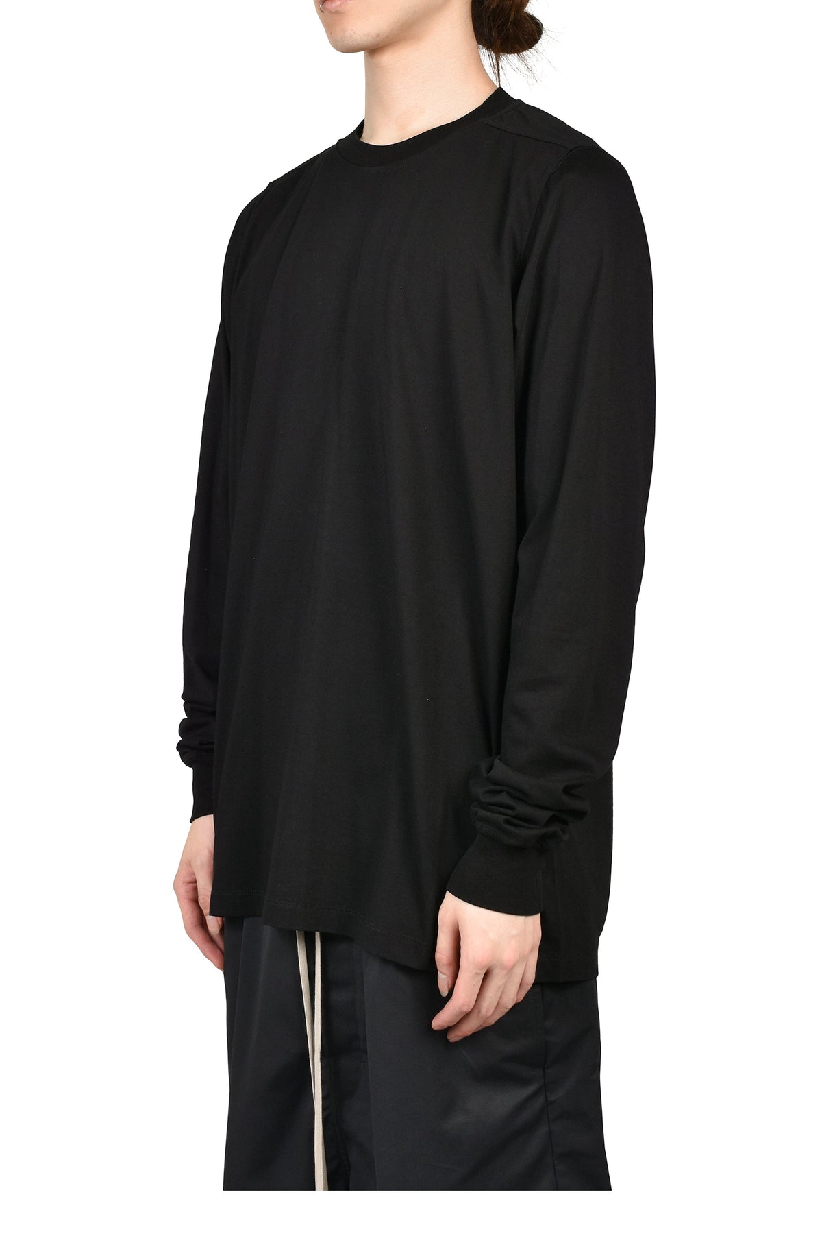 Rick Owens リックオウエンス 【本物保証】Tシャツ、ストリートスタイル、メンズ SHORT CREWNECK LS T / BLK