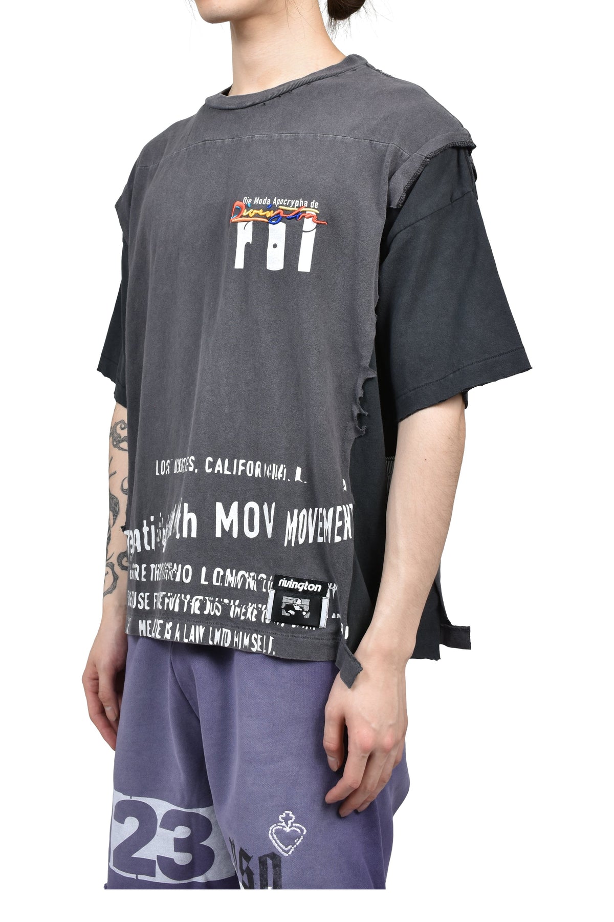 RRR123 【本物保証】 Tシャツ、ストリートスタイル、メンズ MODA APOCRYPHA QUAD TEE / BLK