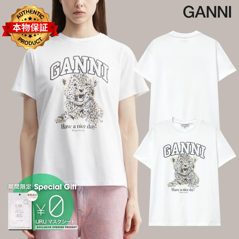 Ganni ガニー 【本物保証】 Tシャツ ストリート系 レディース Basic Jersey Leopard Relaxed T-Shirt