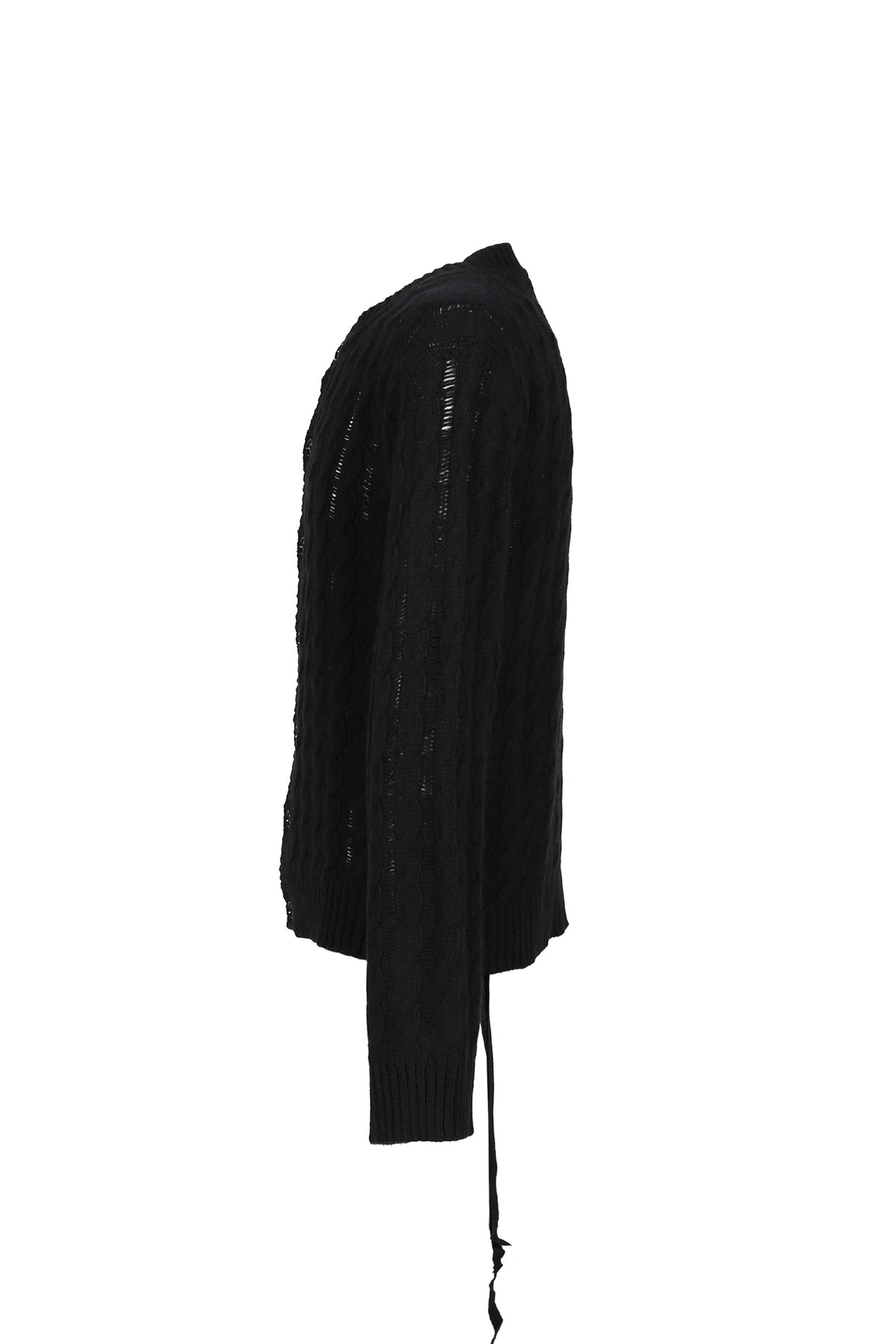 Ann Demeulemeester アン ドゥムルメステール 【本物保証】 カーディガン ストリート系 メンズ JEFF CABLE KNIT LADDER STITCH CARDIGAN / BLK