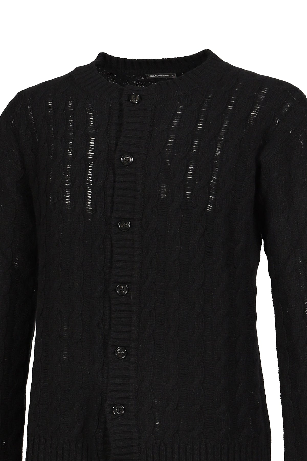 Ann Demeulemeester アン ドゥムルメステール 【本物保証】 カーディガン ストリート系 メンズ JEFF CABLE KNIT LADDER STITCH CARDIGAN / BLK
