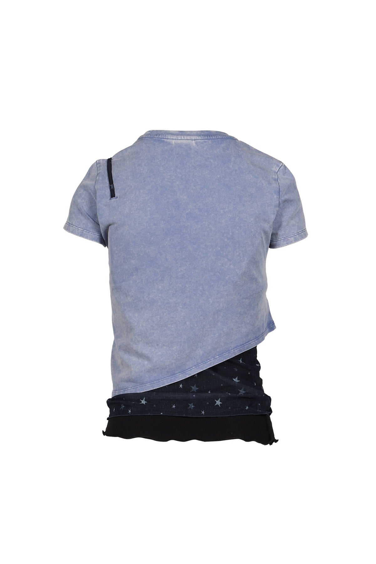 Anomalies Department 【本物保証】 Tシャツ ストリート系 レディース LAYERED DECONSTRUCTED TWO-PIECE SHORT-SLEEVED TOP / BLU