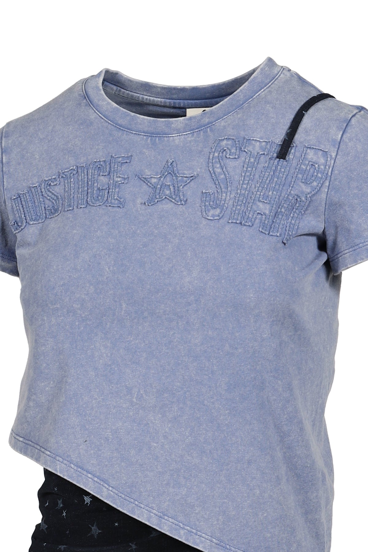 Anomalies Department 【本物保証】 Tシャツ ストリート系 レディース LAYERED DECONSTRUCTED TWO-PIECE SHORT-SLEEVED TOP / BLU