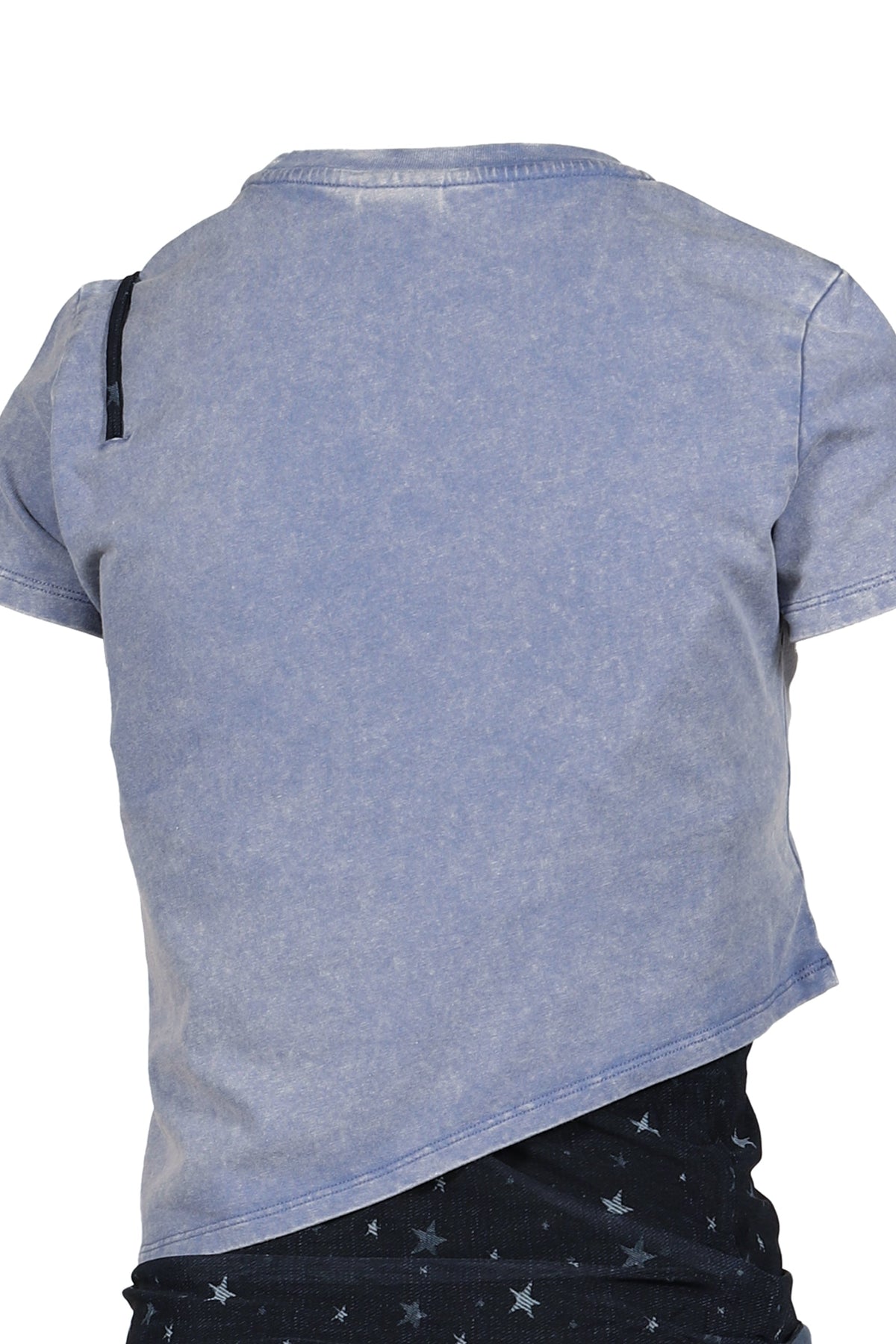 Anomalies Department 【本物保証】 Tシャツ ストリート系 レディース LAYERED DECONSTRUCTED TWO-PIECE SHORT-SLEEVED TOP / BLU