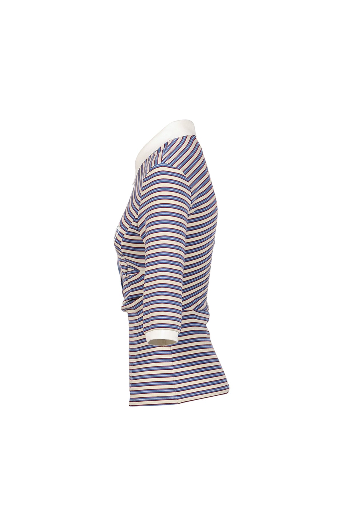 Anomalies Department 【本物保証】 Tシャツ ストリート系 レディース RETRO STRIPED ASYMMETRICAL POLO / PURPLE
