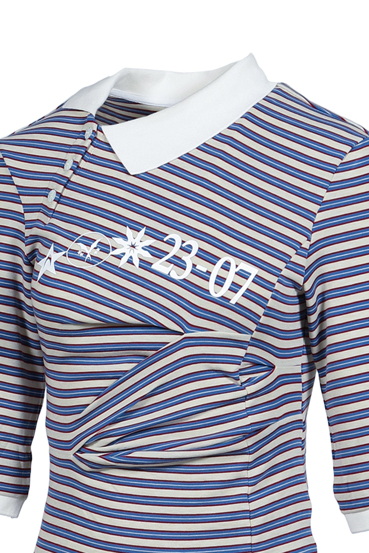 Anomalies Department 【本物保証】 Tシャツ ストリート系 レディース RETRO STRIPED ASYMMETRICAL POLO / PURPLE