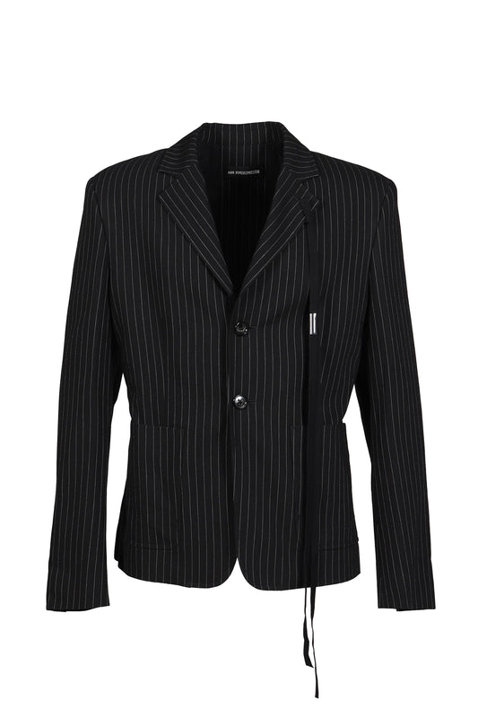 Ann Demeulemeester アン ドゥムルメステール 【本物保証】 ジャケット ストリート系 メンズ RAMI SLIM FIT DECONSTRUCTED JACKET / BLK GRY