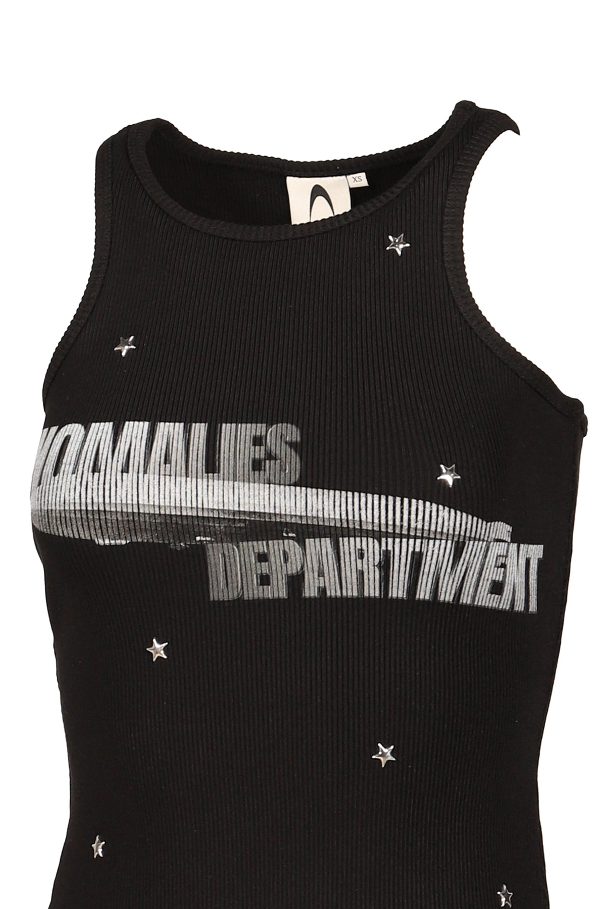 Anomalies Department 【本物保証】 シャツ ストリート系 レディース STARRY SKY RHINESTONE RIBBED PRINT VEST / BLK
