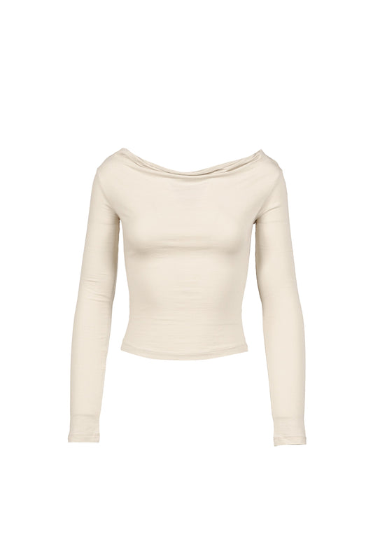 BOHEMSEO ボヘムソ 【本物保証】 シャツ ストリート系 レディース FLOW NECK DRAPE LONG SLEEVE / BEG