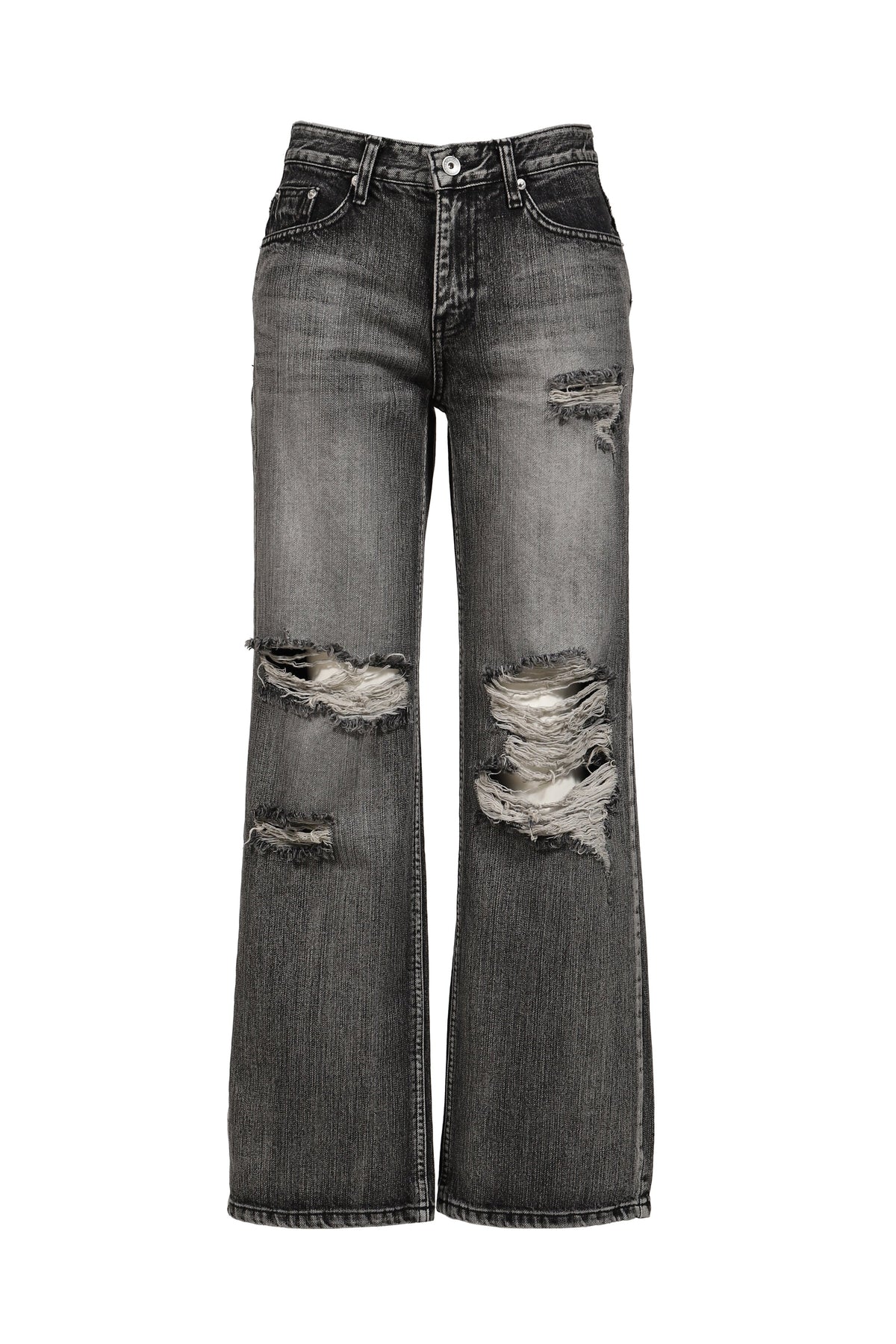 BOHEMSEO ボヘムソ 【本物保証】 パンツ ストリート系 レディース HIGHLIGHT DAMAGE WIDE PANTS / GRY