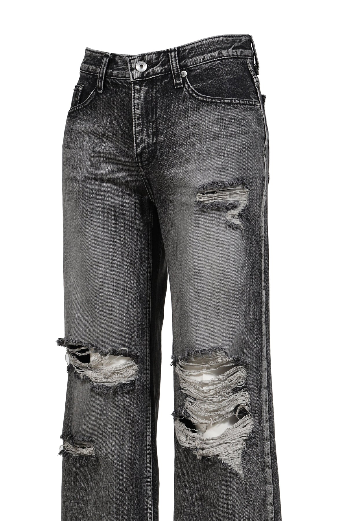 BOHEMSEO ボヘムソ 【本物保証】 パンツ ストリート系 レディース HIGHLIGHT DAMAGE WIDE PANTS / GRY