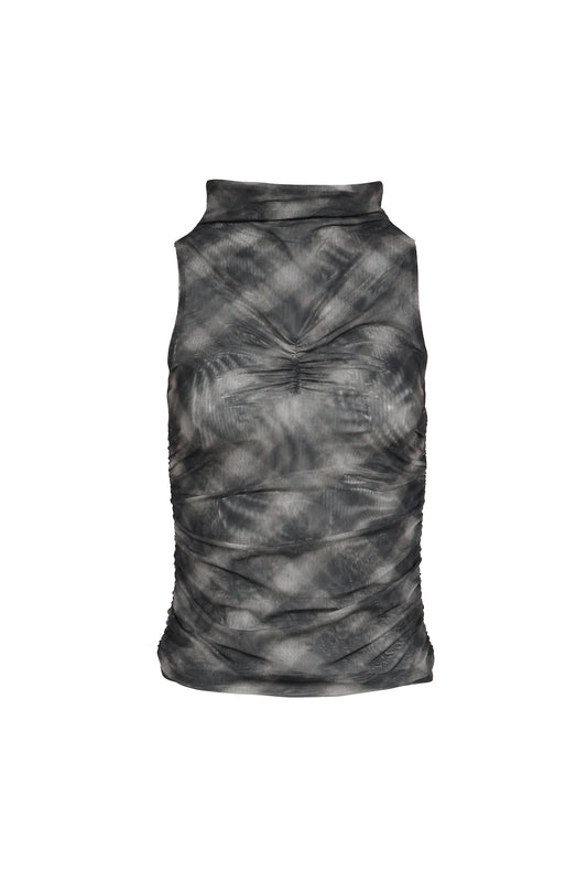 BOHEMSEO ボヘムソ 【本物保証】 シャツ ストリート系 レディース HALF NECK SHIRRING SLEEVELESS / CHECK
