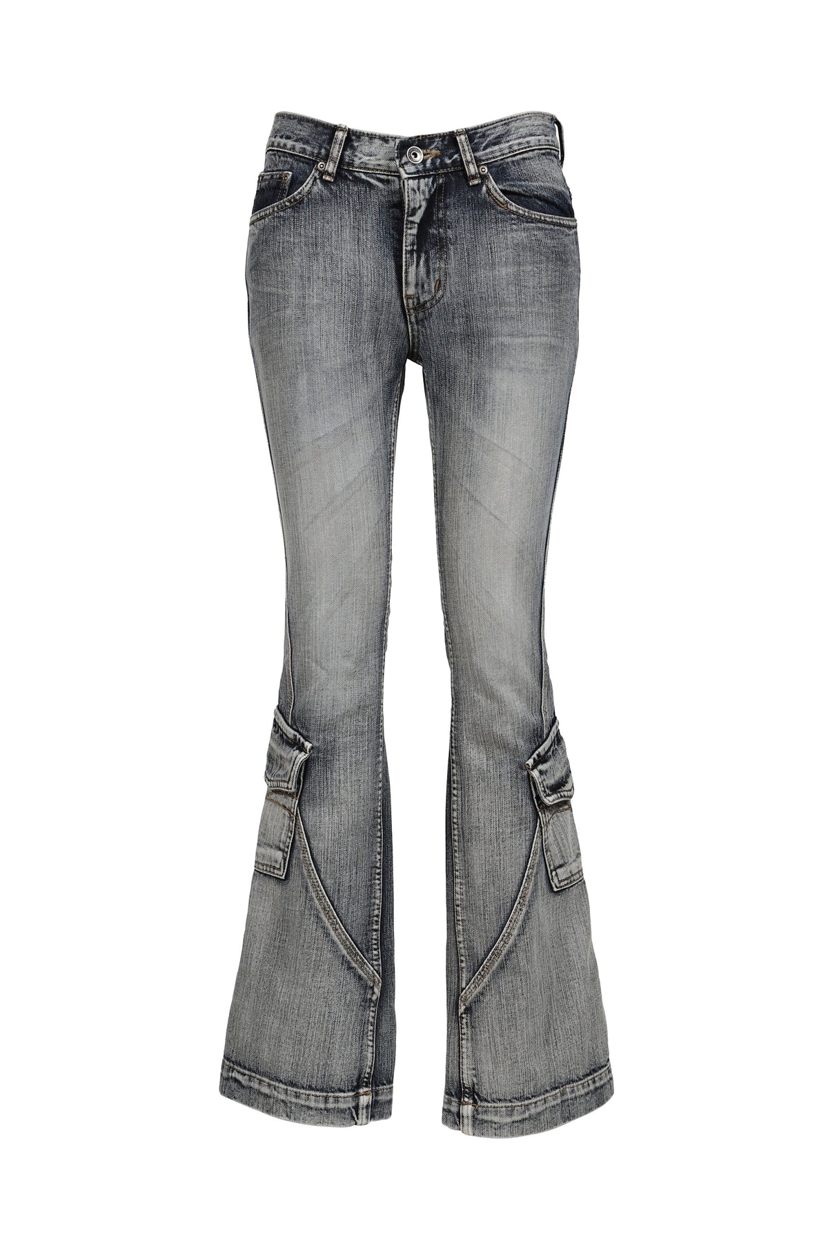 BOHEMSEO ボヘムソ 【本物保証】 カーゴパンツ ストリート系 レディース WASHED BLUE CARGO BOOTCUT / BLU