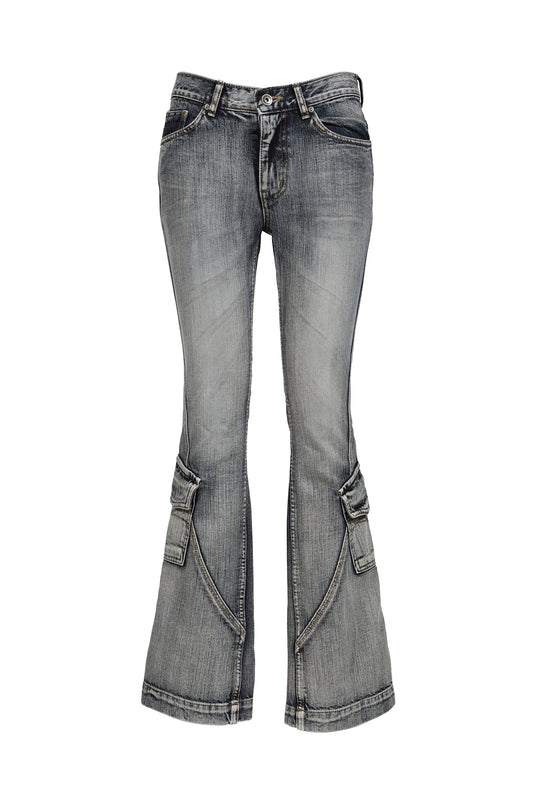 BOHEMSEO ボヘムソ 【本物保証】 カーゴパンツ ストリート系 レディース WASHED BLUE CARGO BOOTCUT / BLU